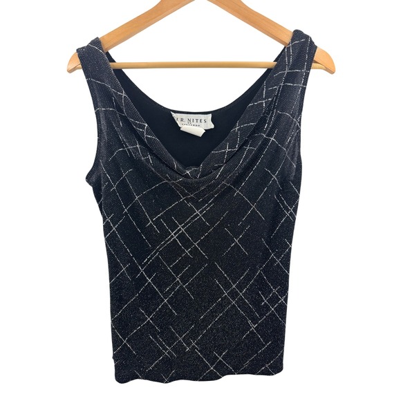 JR Nites by Caliendo Tops - JR Nites‎ by Caliendo Black Sparkle Cowl Neck Sleeveless Top Sz 12 Party Chic